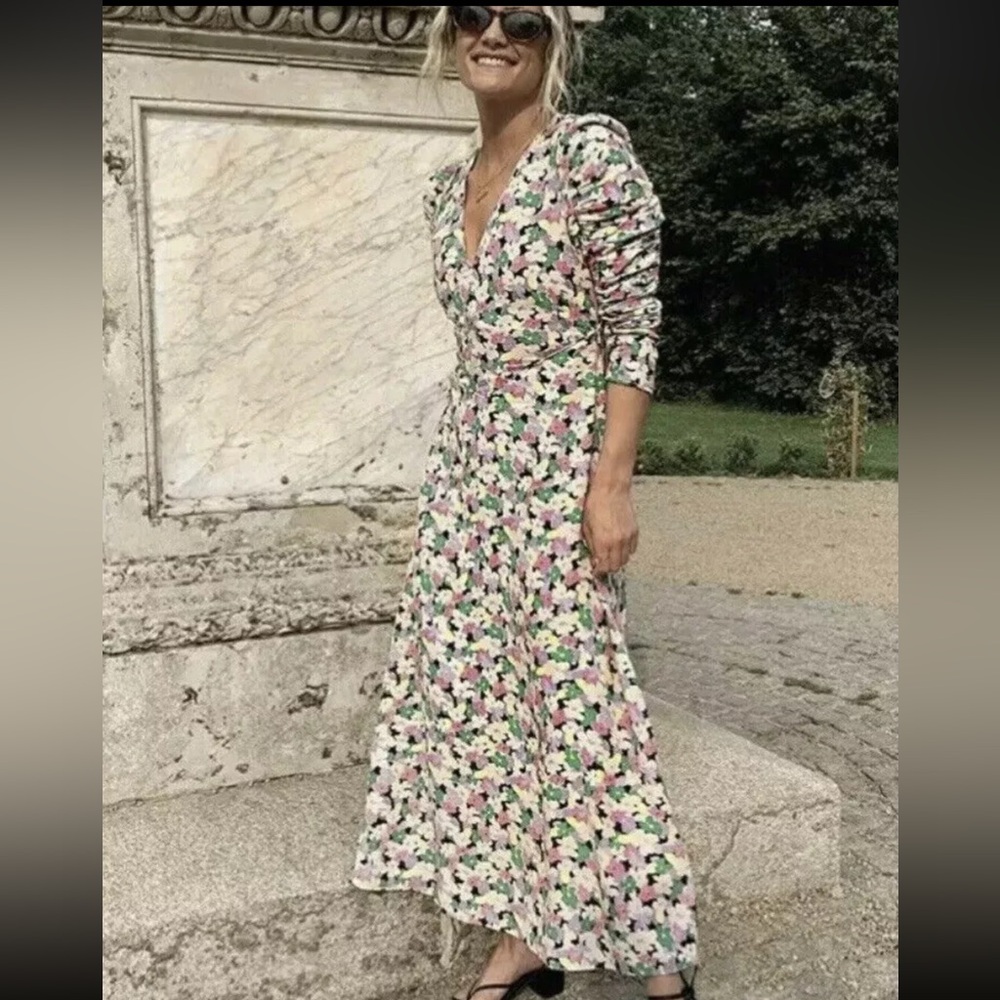 New H&M Conscious floral puff sleeve maxi dress size XXS
